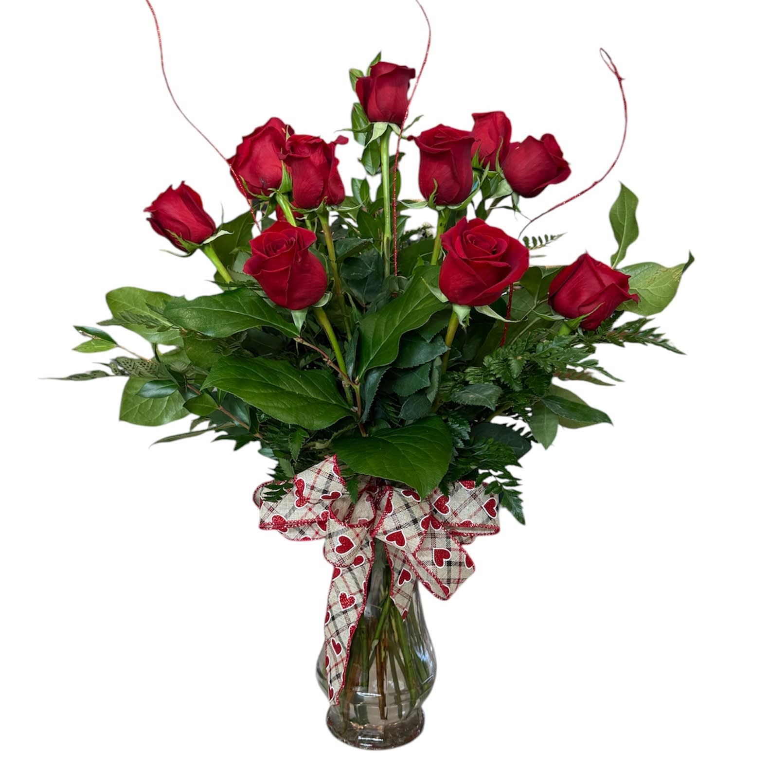 A dozen long-stemmed roses