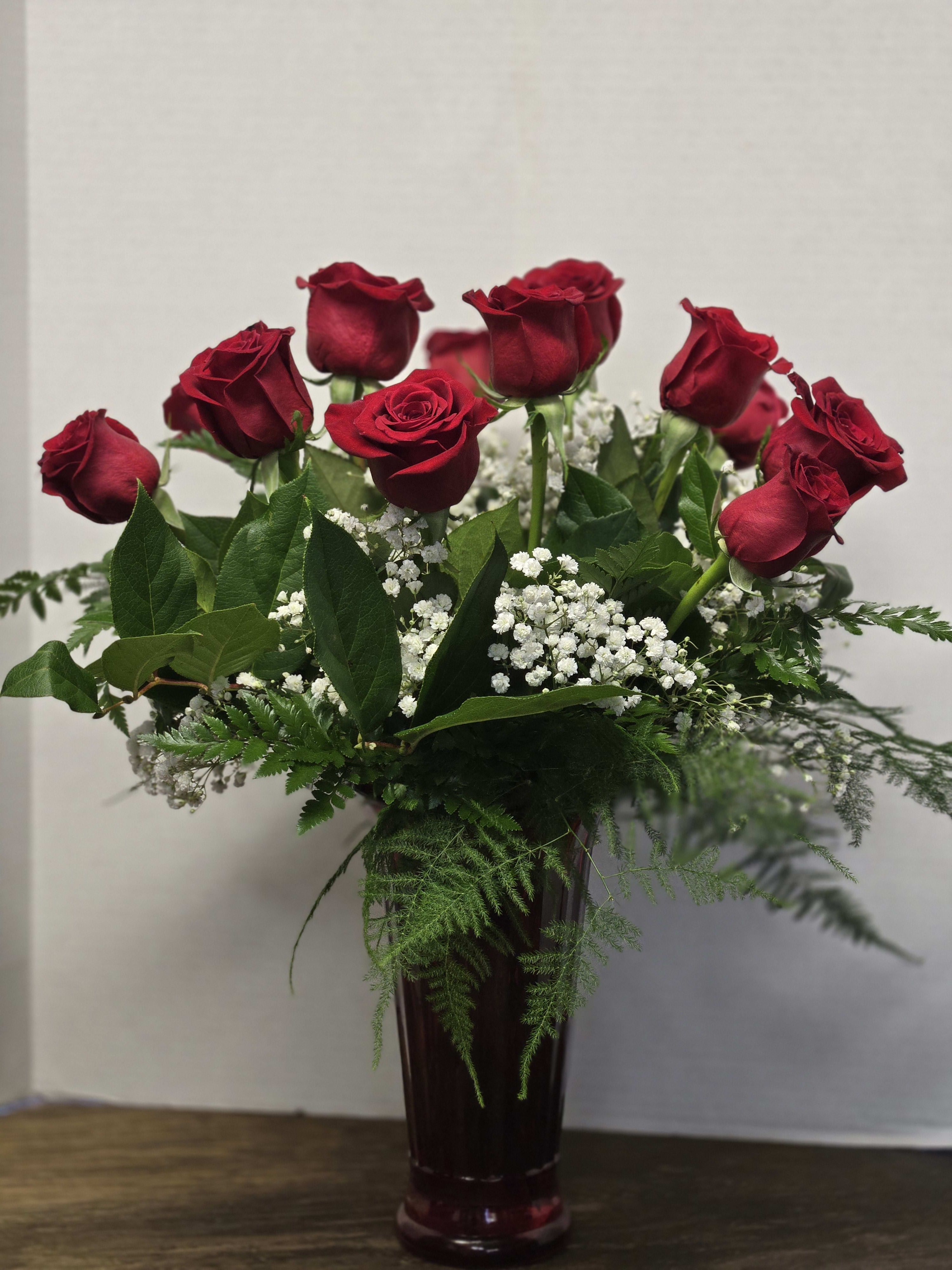 Doz Red Roses Vased