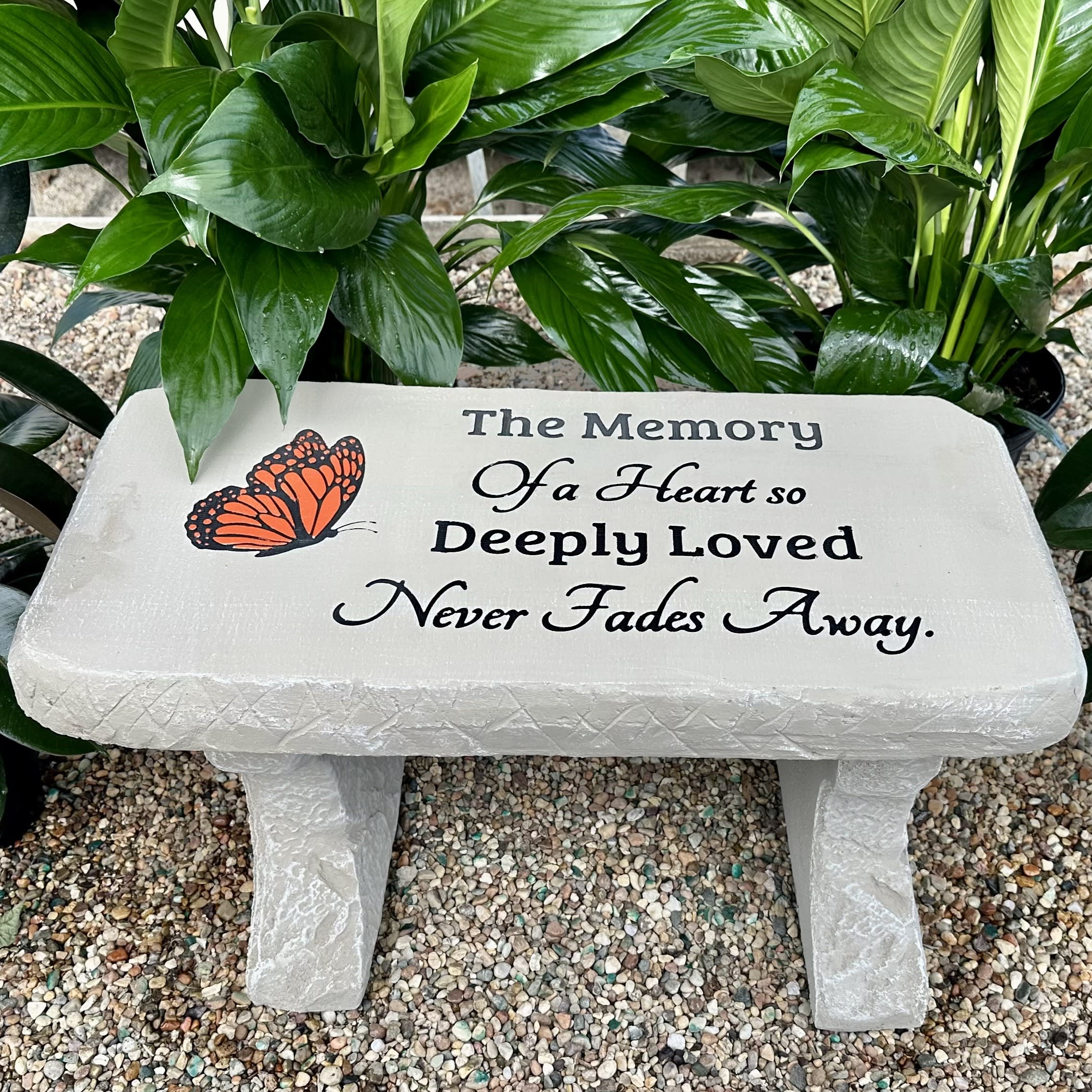 Deeply Loved Bench w/Orange Butterfly