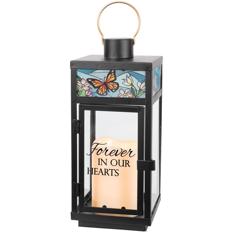Forever in Our Hearts Stained Glass Lantern Flower Bouquet