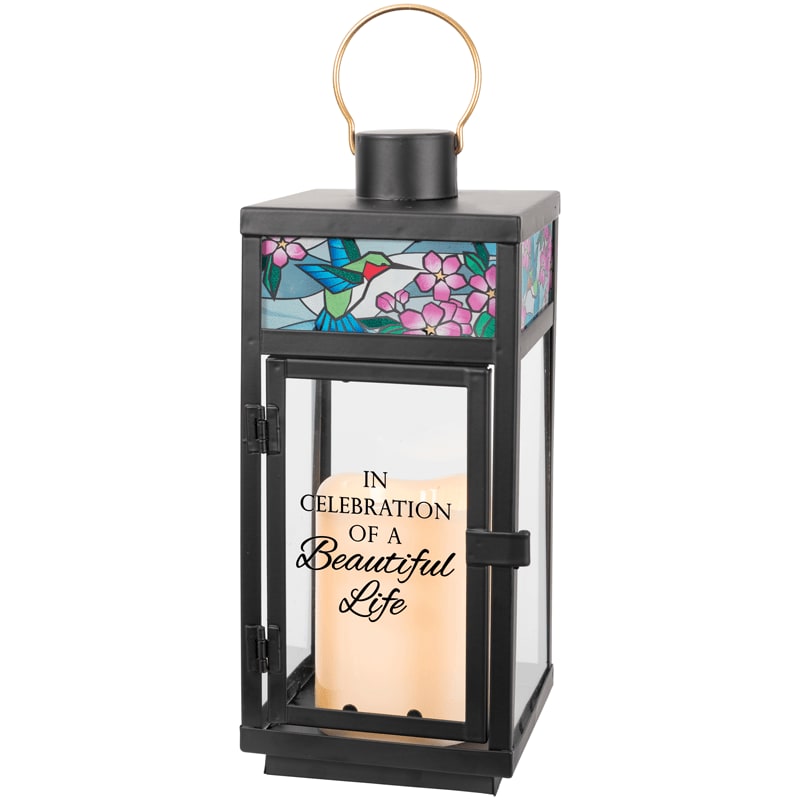 Beautiful Life Stained Glass Lantern Flower Bouquet