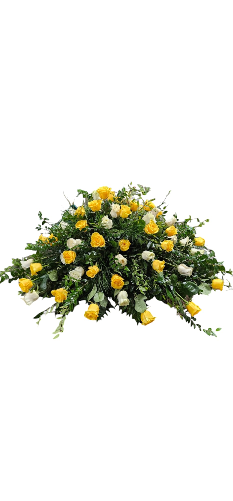 Yellow and White Roses Casket Piece