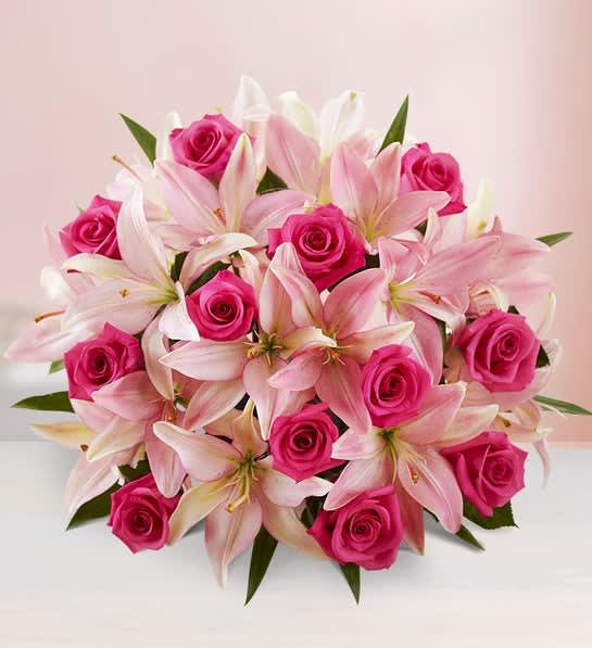 Pink Rose & Lily Bouquet for Valentine’s Day