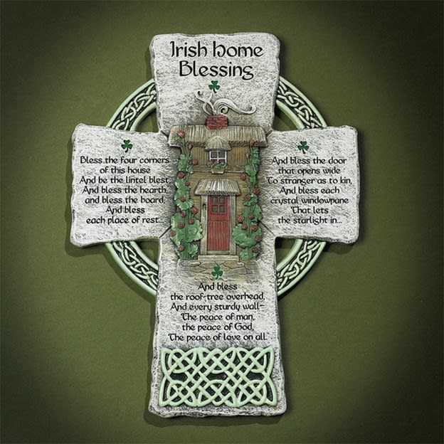 Irish Home Blessing Wall Cross Plaque Flower Bouquet