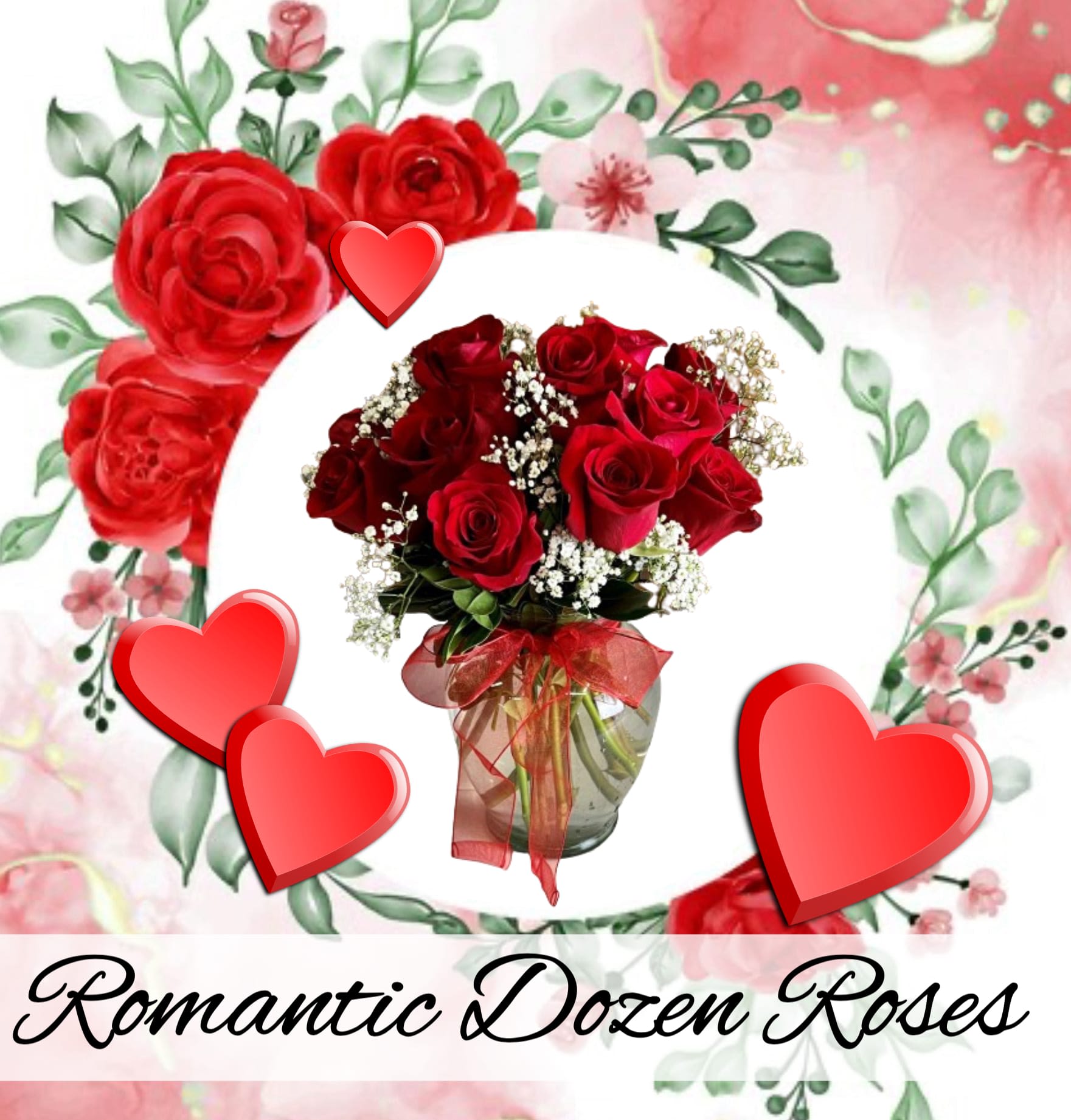 One Dozen Valentine Roses - Romantic