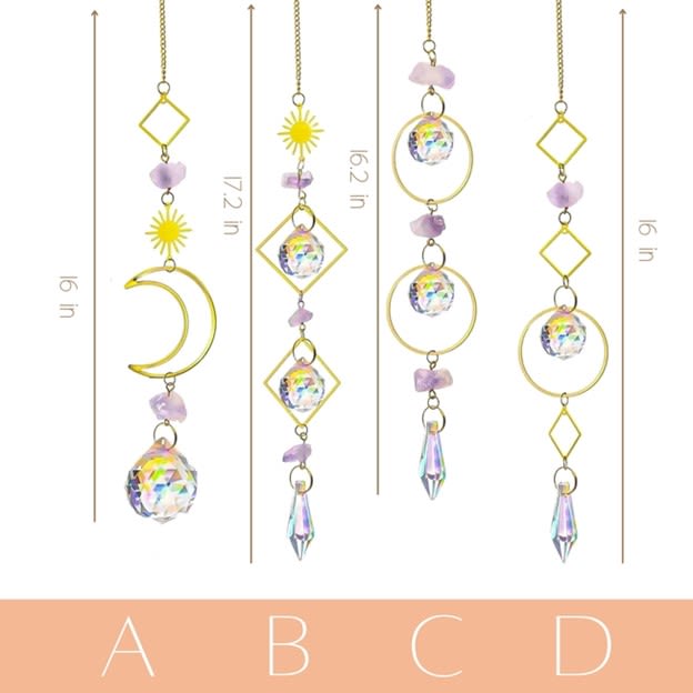 Amethyst Crystal Suncatcher - Purple Healing Gemstone Flower Bouquet