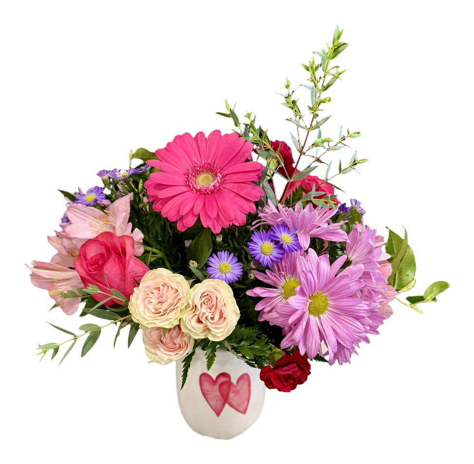 Two Hearts As One Flower Bouquet