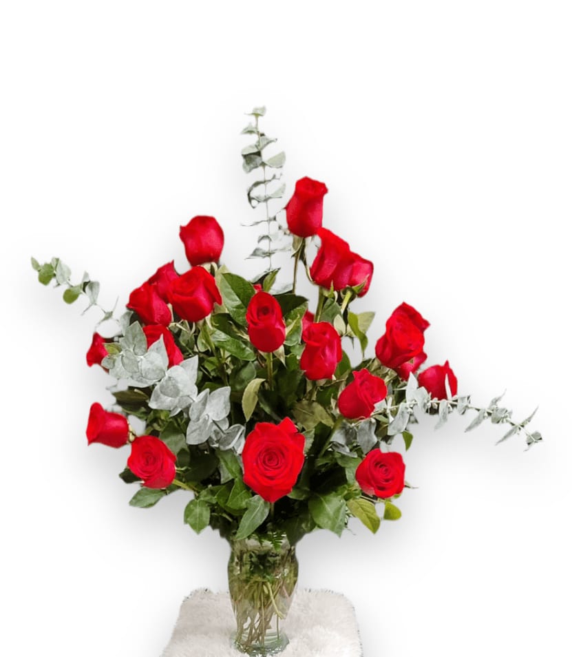 Classic Two Dozen Rose Vase Flower Bouquet