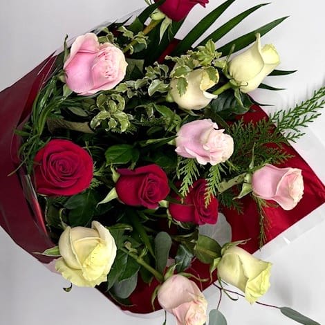 MIXED COLOR Roses Wrapped