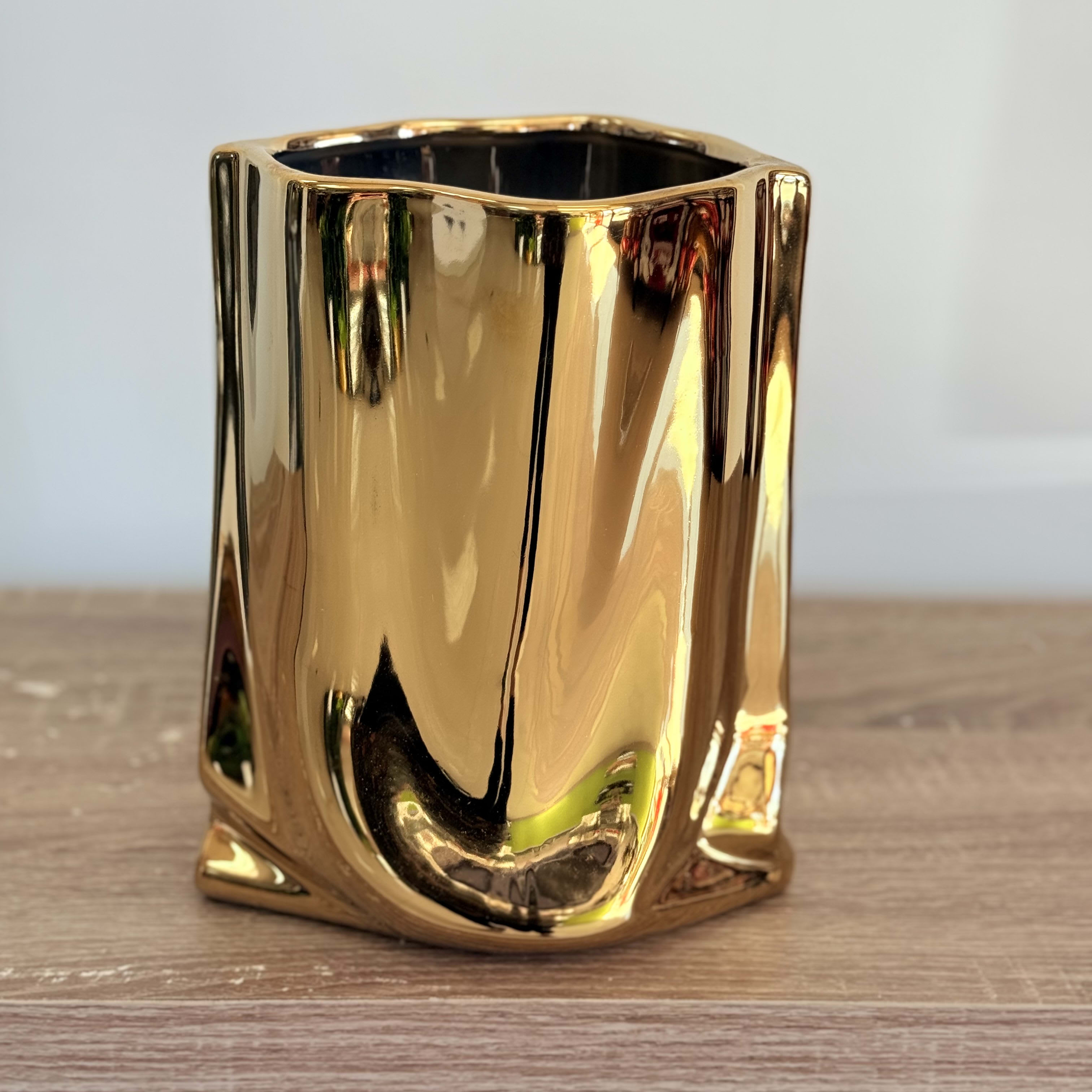 Metallic Bag Vase