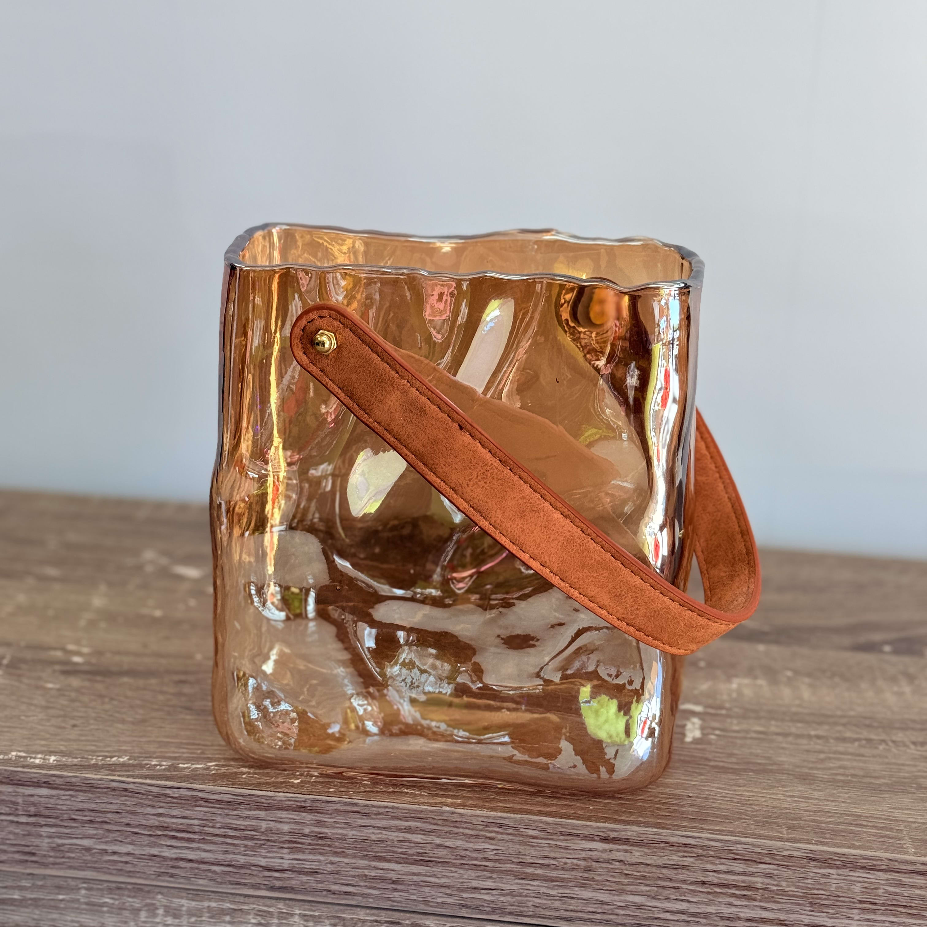 Glass Purse Vase - Amber
