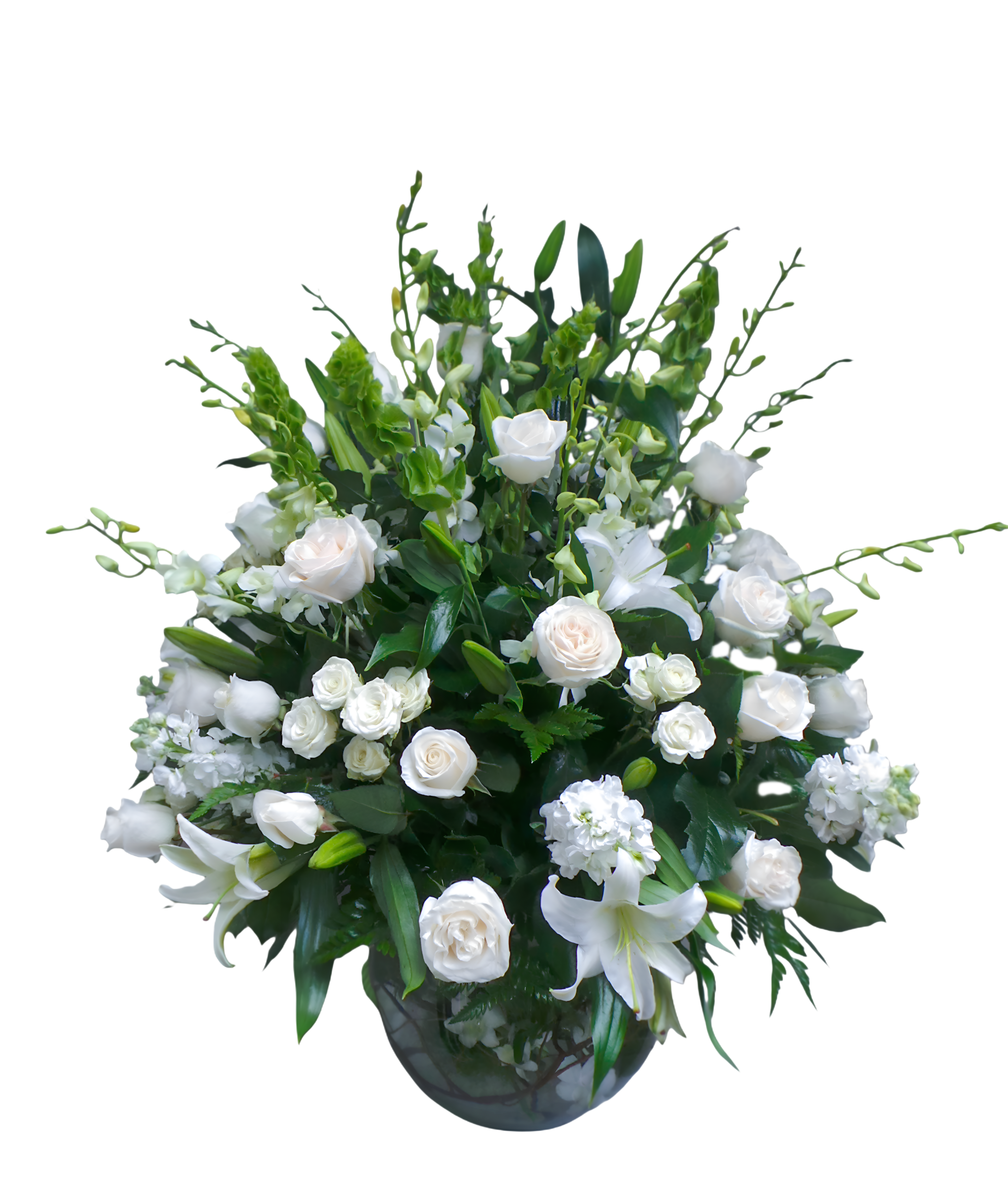 AF-20 Arreglo de rosas, lirios, orquídeas y stock