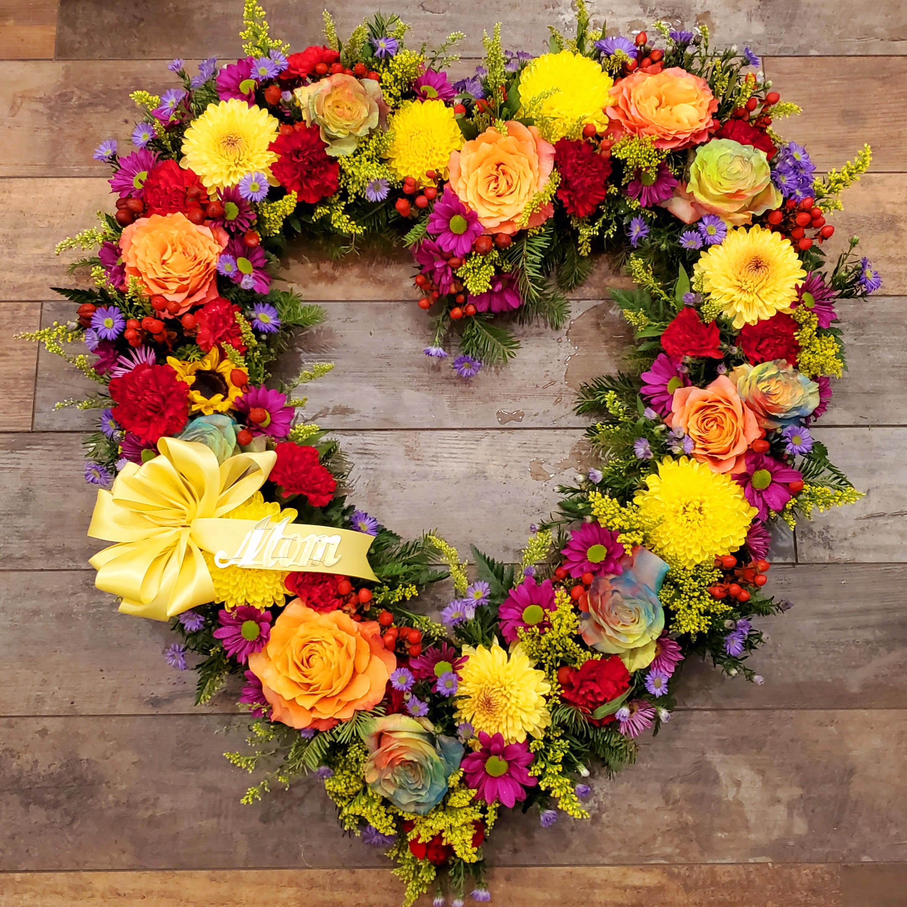 Harvest Rainbow Heart-shaped Wreath Flower Bouquet
