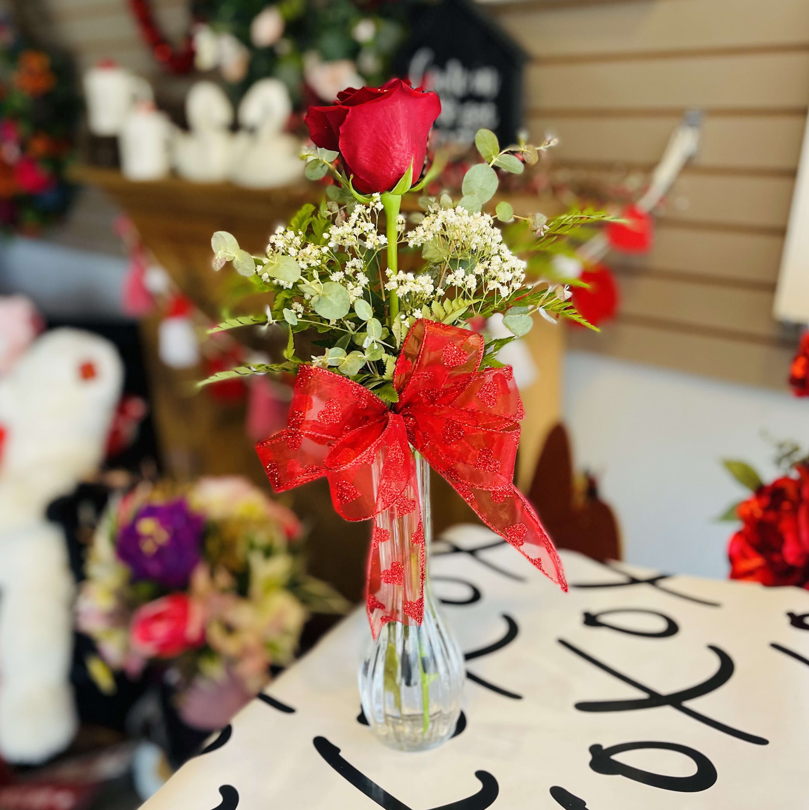 Single Red Rose Budvase