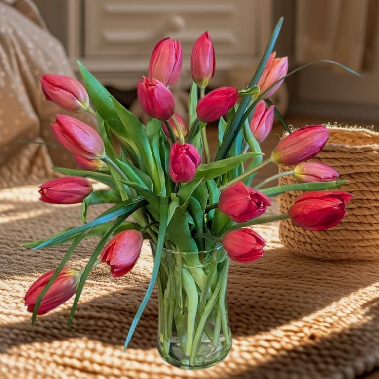 Touch of Love - 20 tulips in DT Vase Flower Bouquet