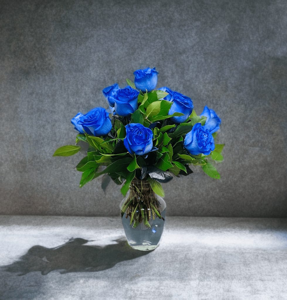 HA-5_AZUL Arreglo de 12 rosas azules Flower Bouquet