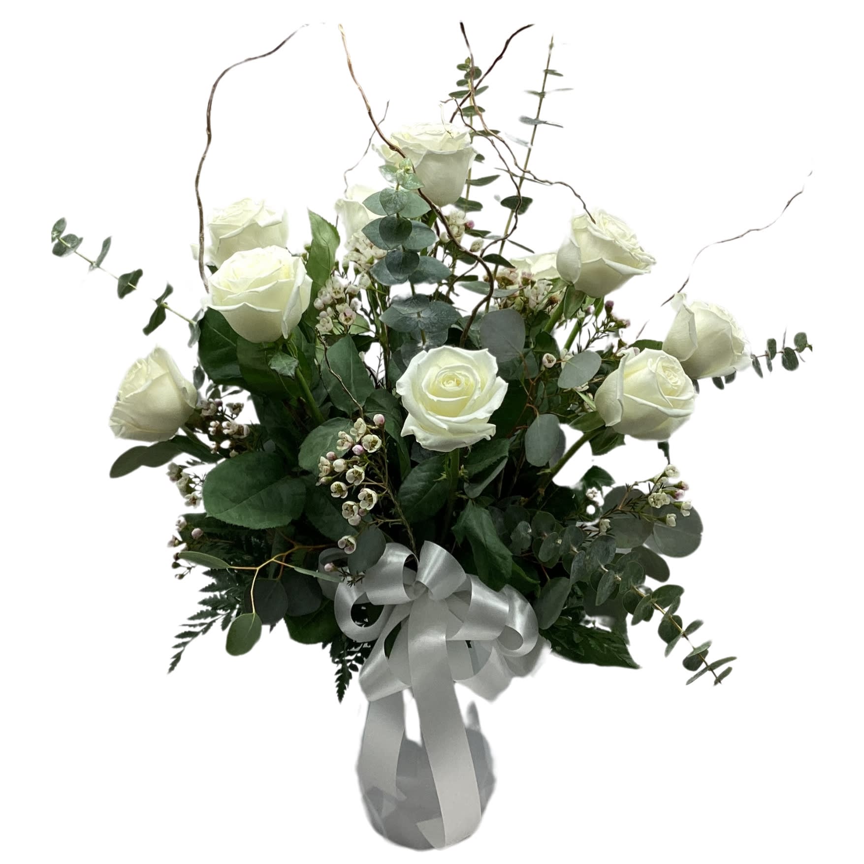1 Dozen White Roses Flower Bouquet