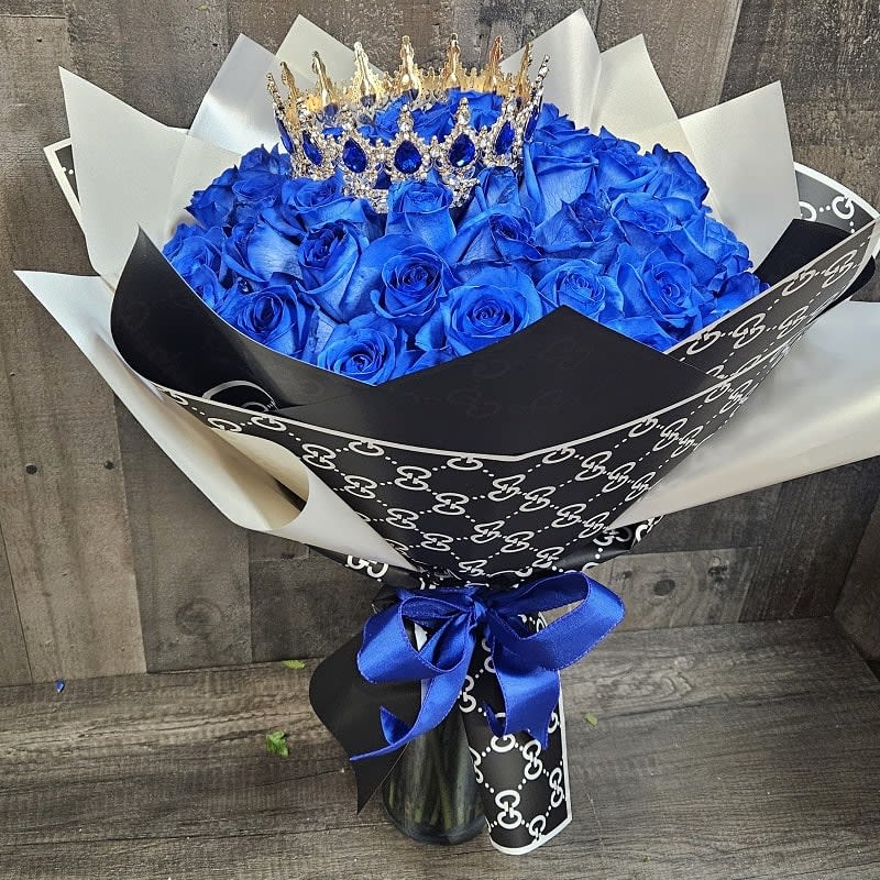 The Blue Royalty Bouquet & Crown (4 day lead time needed)