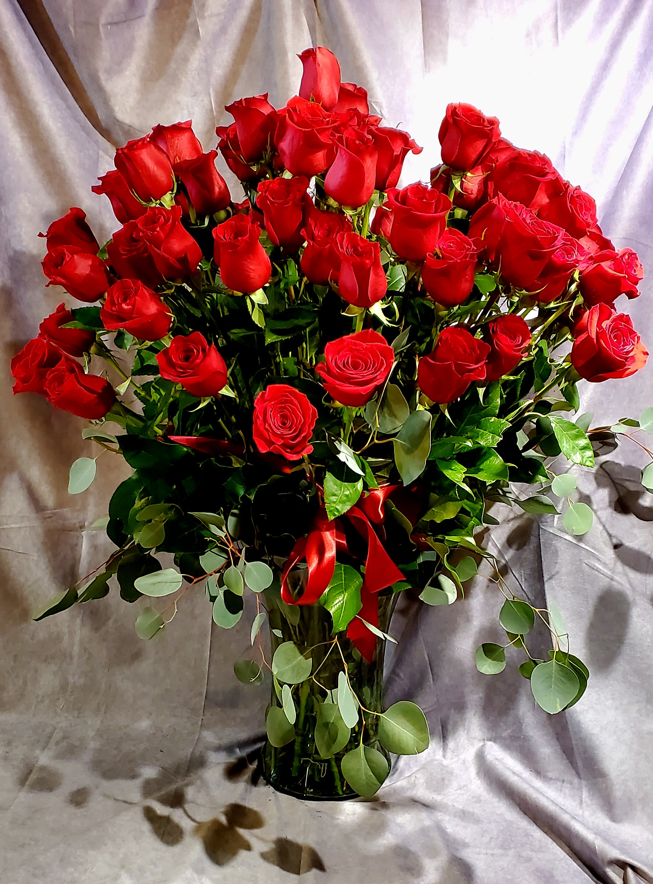 Six Dozen Red Rose Vase Flower Bouquet