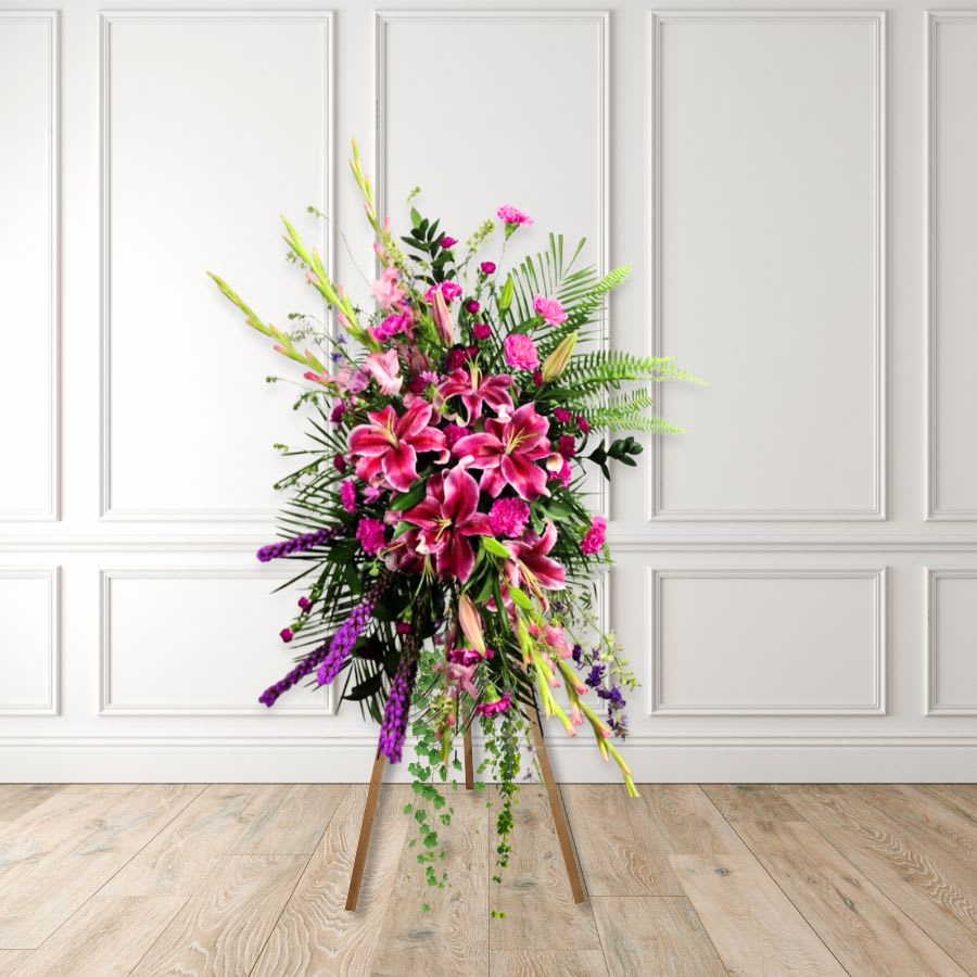 Sunset Pink - Standing Spray Flower Bouquet