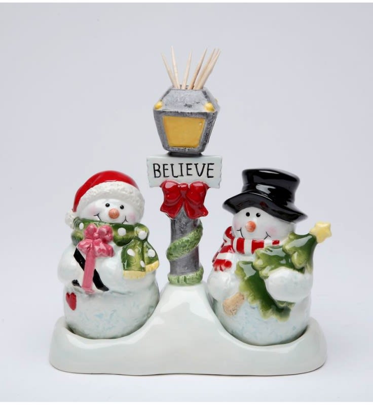 Snowman s/p toothpick holder Flower Bouquet