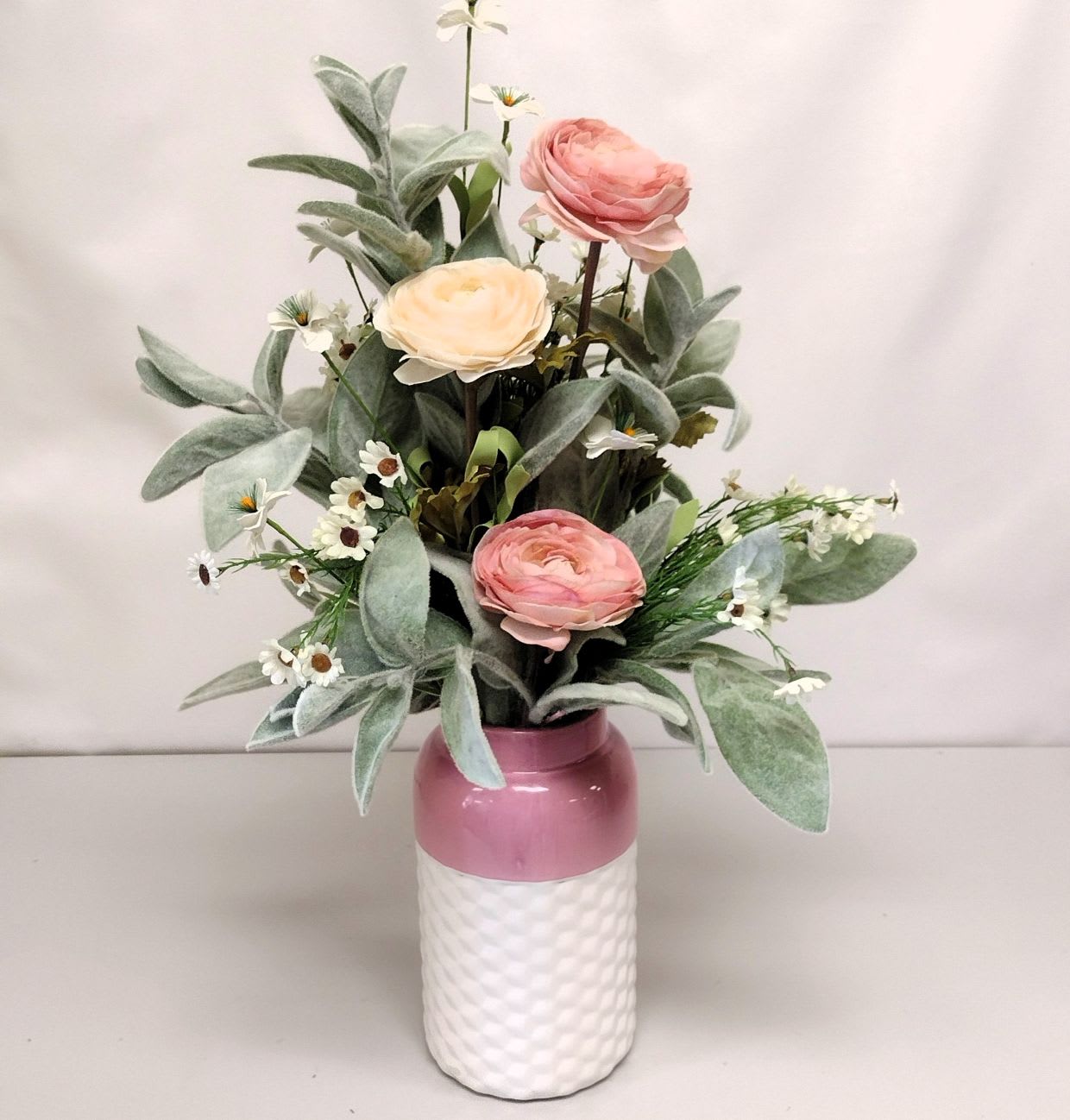 Pink & White Silks Flower Bouquet