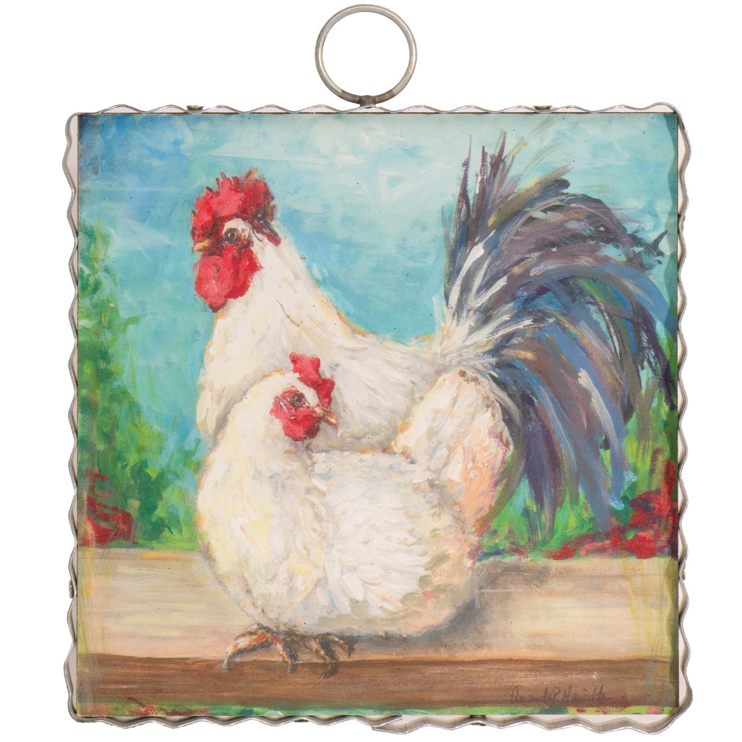 Mini Rooster & Hen Print