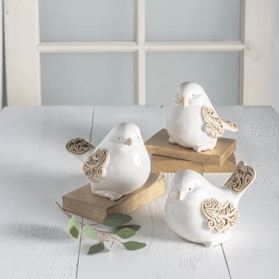 Ceramic Bird Flower Bouquet
