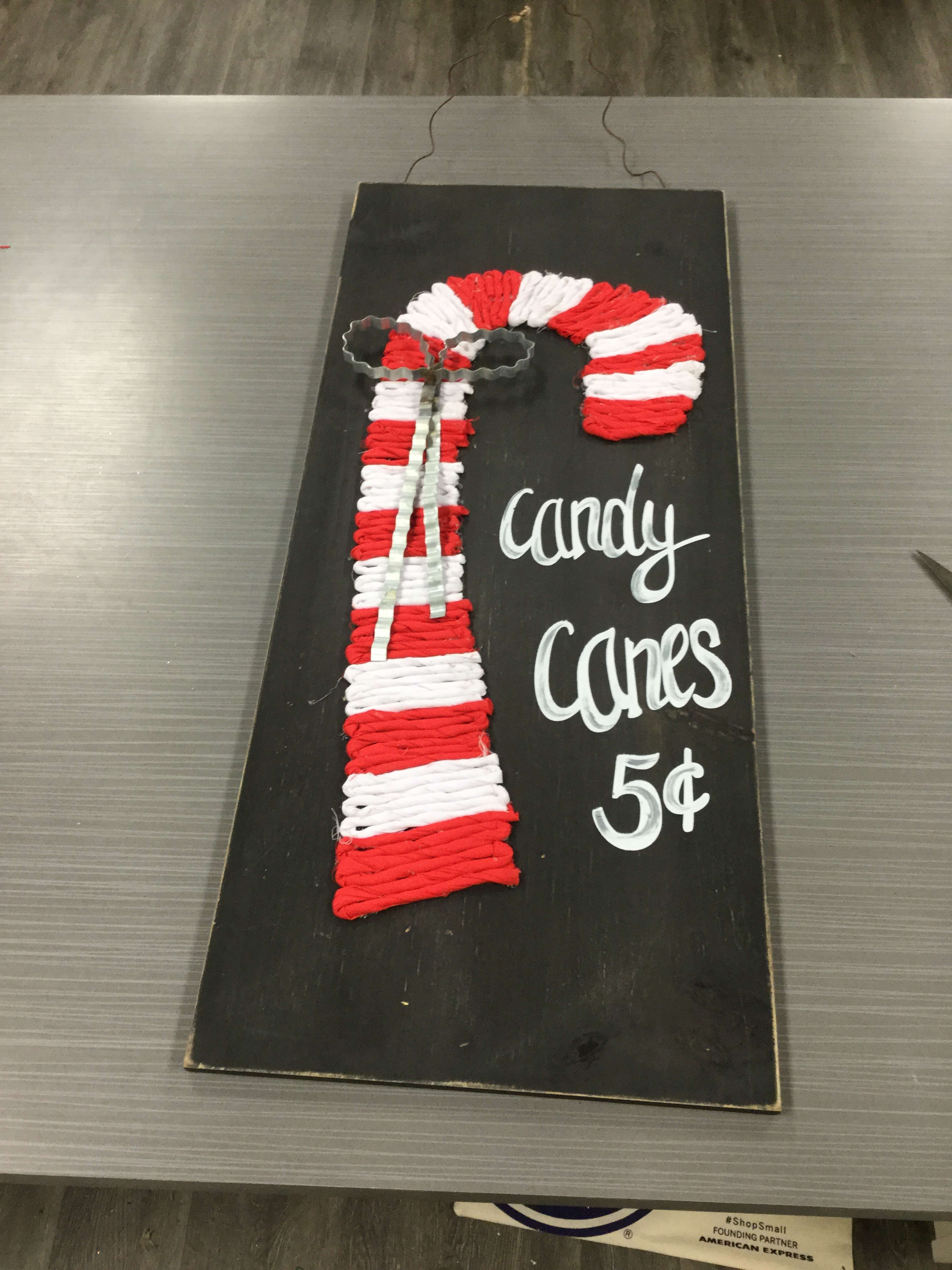 Fabric Candy Cane Sign
