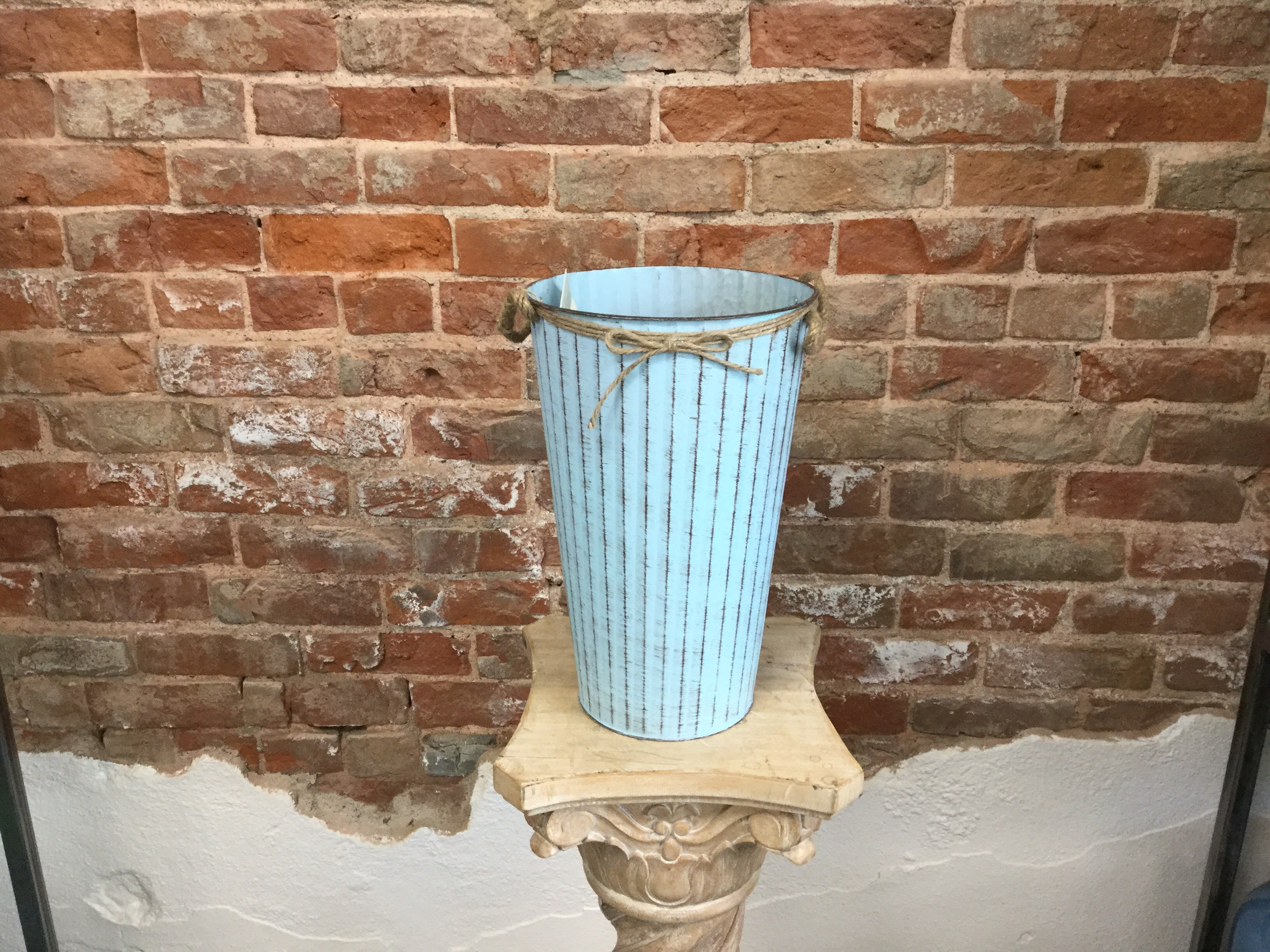 Tall Blue Bucket With Rope Handles