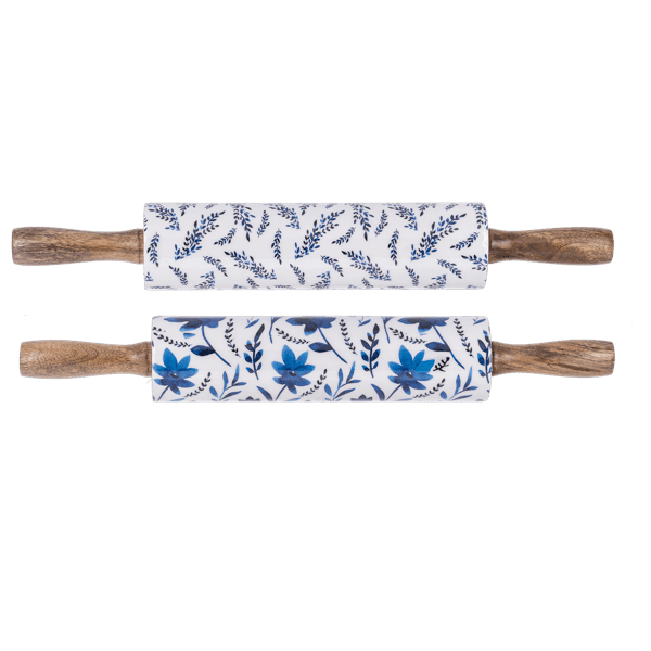 Blue & White Watercolor Floral Rolling Pin