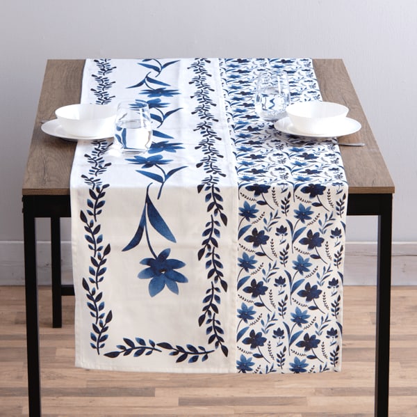 Blue Floral Table Runner