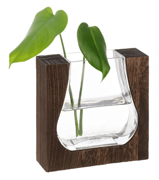 Modern Wood with Glass Inlay Vase