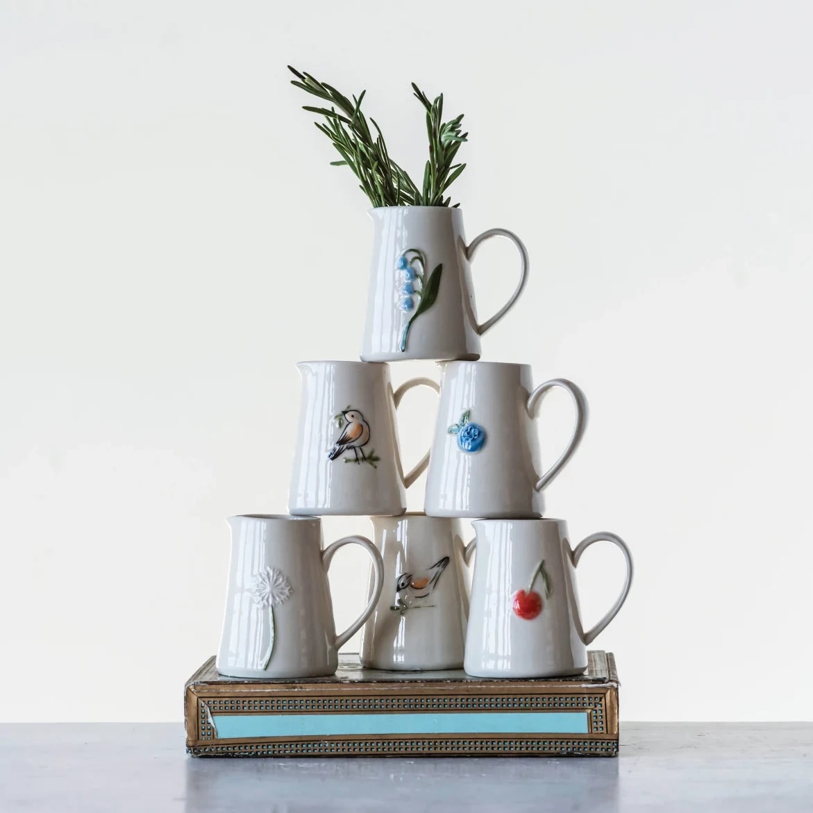 Hand-Painted Embossed Creamer, 6 Styles