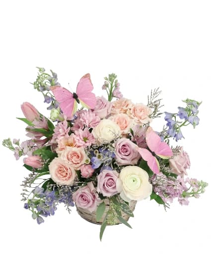 BLISSFUL BUTTERFLY BASKET ARRANGEMENT Flower Bouquet