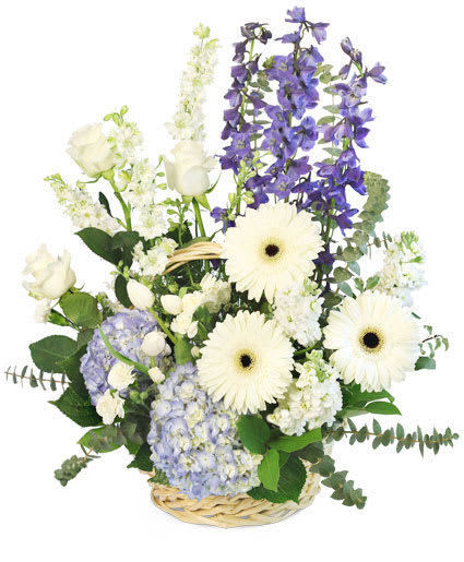 BLUE BUNDLES OF JOY BASKET ARRANGEMENT Flower Bouquet