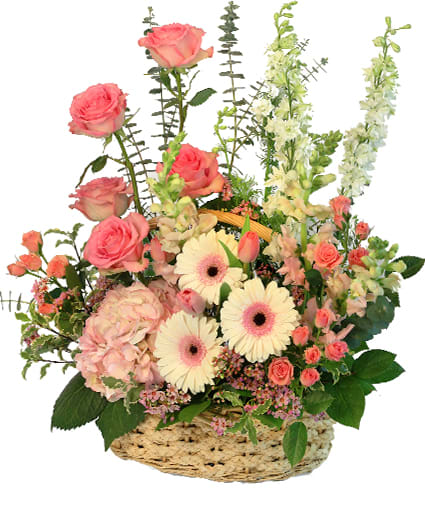 BLUSHING SWEETNESS BASKET ARRANGEMENT