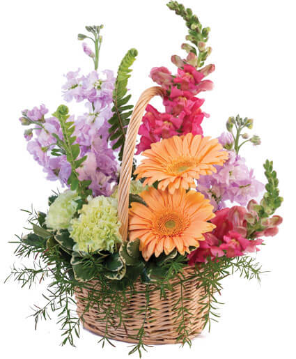 PLEASANT PASTELS BASKET ARRANGEMENT