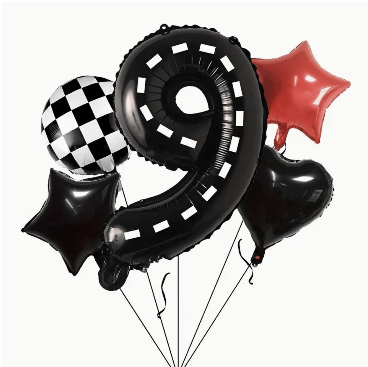 Racecar 9th Birthday Balloon Bouquet