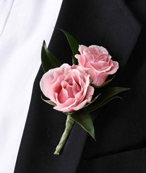 Double Pink Spray Rose Boutonniere