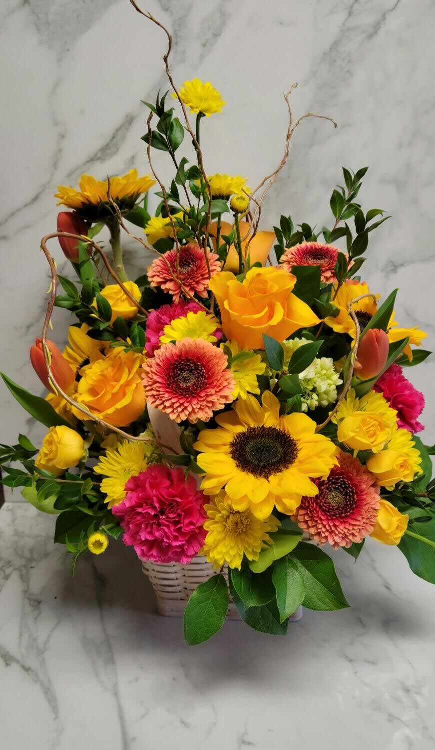 Cuban Sunset Basket Arrangement Flower Bouquet