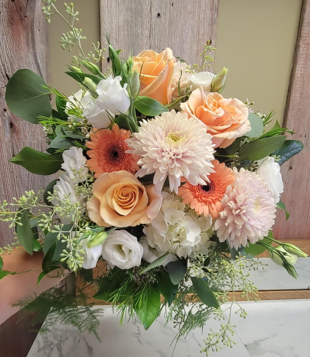 Bridal Bouquet #10 (Soft Peach Pastels) Flower Bouquet