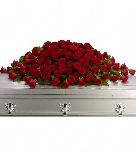 Red Rose Full Casket Spray Flower Bouquet