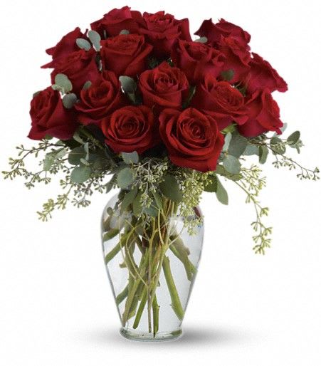 12 Red Roses in a Vase Flower Bouquet