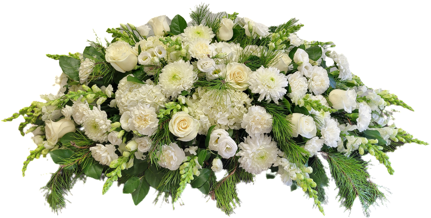 Classic White Casket Spray Flower Bouquet