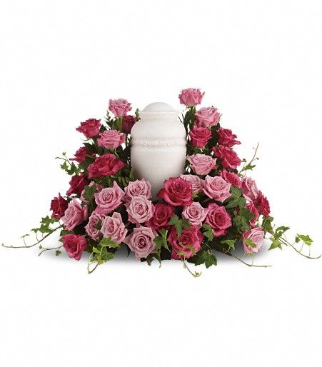 Bed of Pink Roses Urn Arrangement