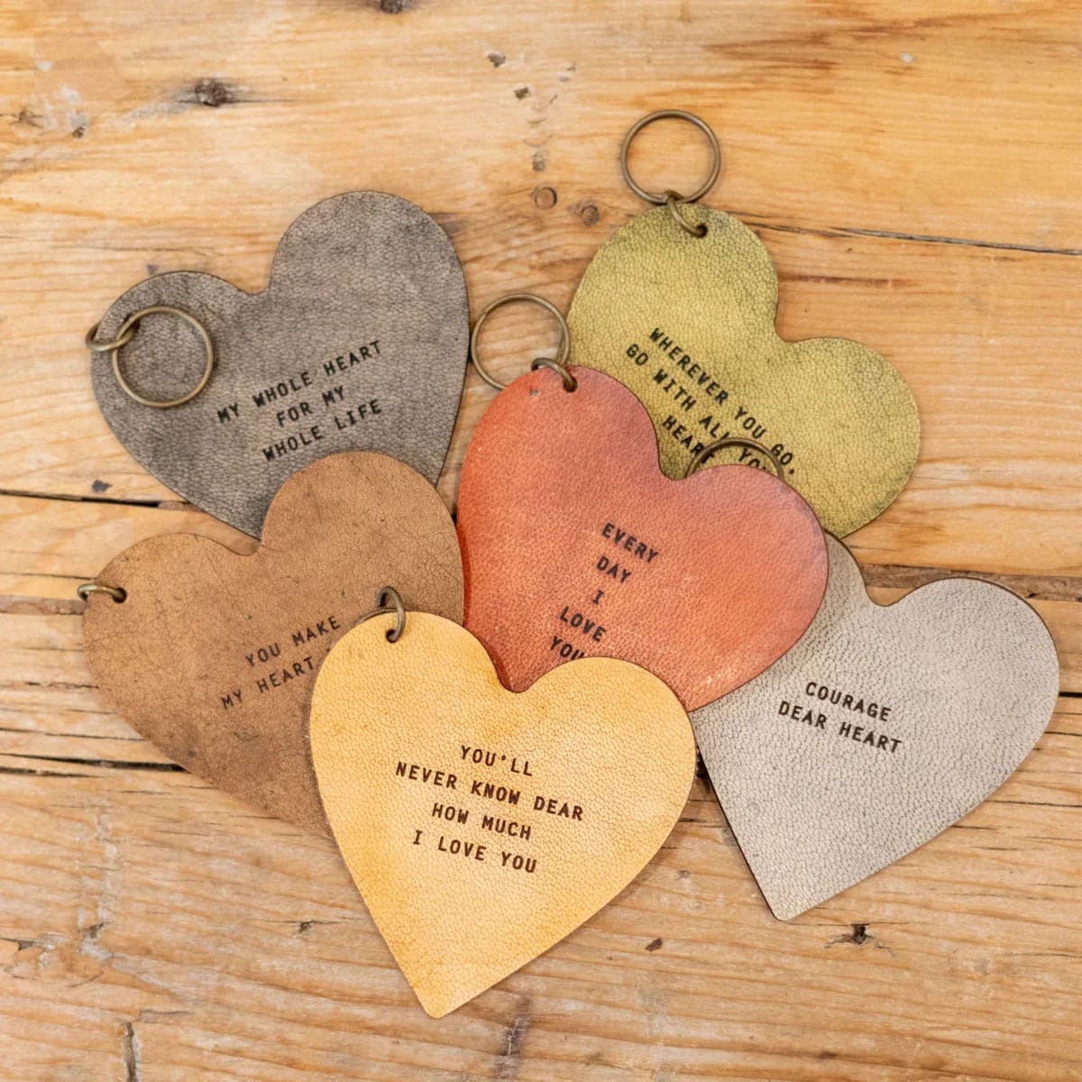 Leather Heart Keychains