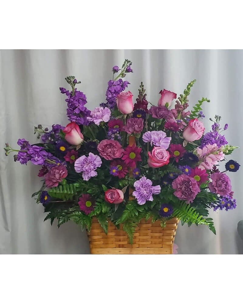 Lavender Remembrance Basket Flower Bouquet