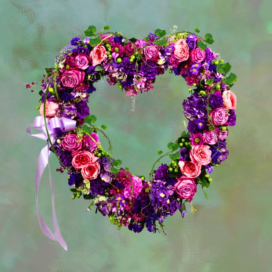 Amethyst Heart - Sympathy Flowers Flower Bouquet