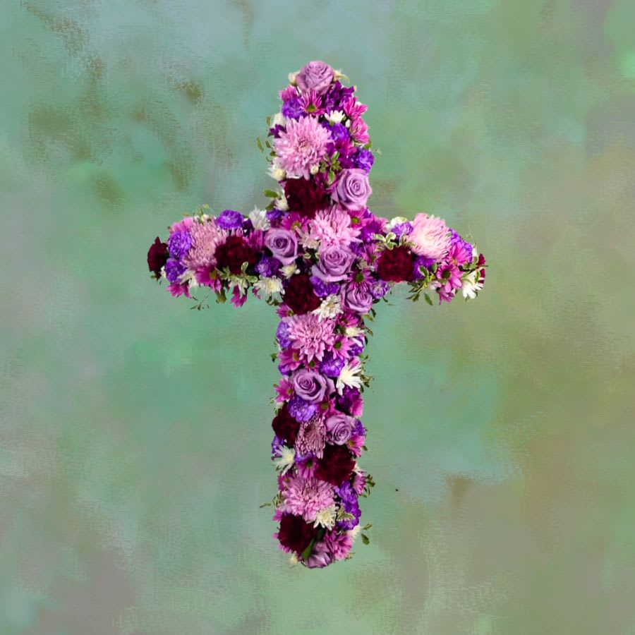 Amethyst Cross - Sympathy Flowers Flower Bouquet